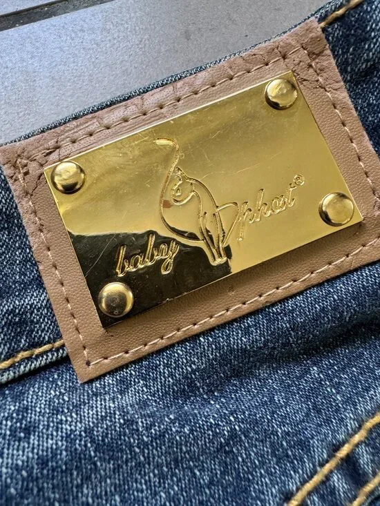 Baby Phat Y2K Jeans Size 1 Dark Wash Low Rise Cat Logo NWT - Picture 15 of 16